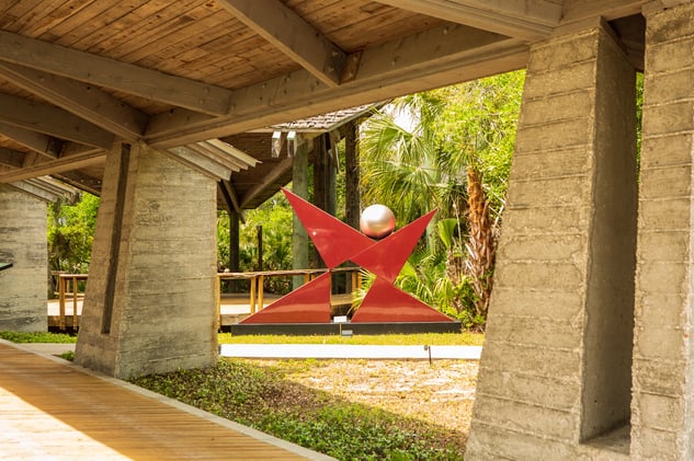 This sculpture Doris Leeper created greats visitors to the Atlantic Center for the Arts.